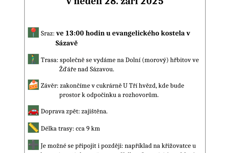 Ekumenická procházka 28. září 2025 od 13:00