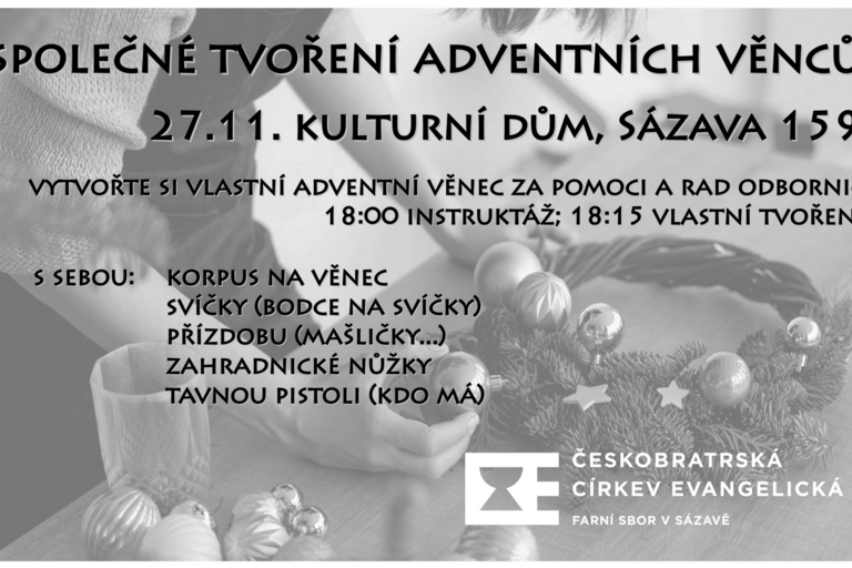 Společné tvoření adventních věnců 27.11. 18:00 kulturní dům Sázava