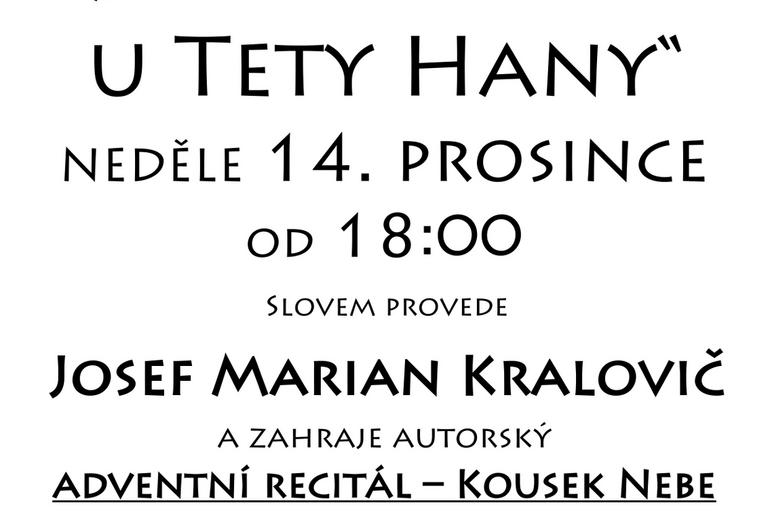 Bohoslužby v Café u tety Hany 14.12., 18:00