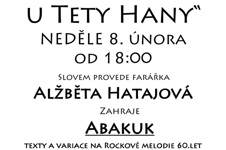 Bohoslužby v Café u tety Hany 8.února v 18:00